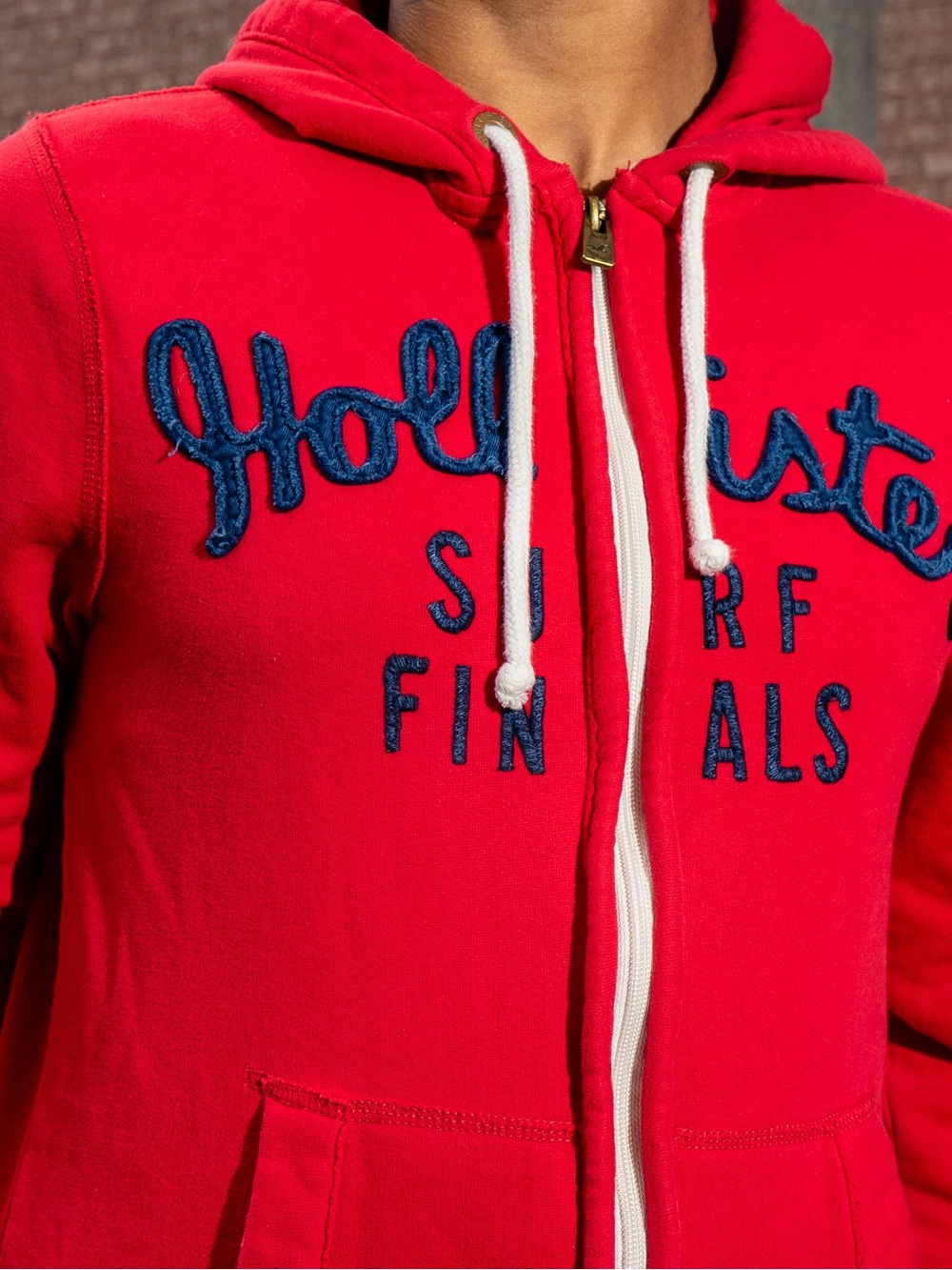Hollister Bright Red Full-Zip Logo Hoodie